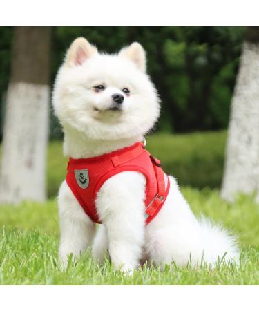 LOOK ANDE HOUSE Reflective Soft Padded Dog Dishes for Small Dogs & Cats - Air-Mesh Design with Leash - XS Red (Chest 24-27cm) - Buy Online on GoSupps.com