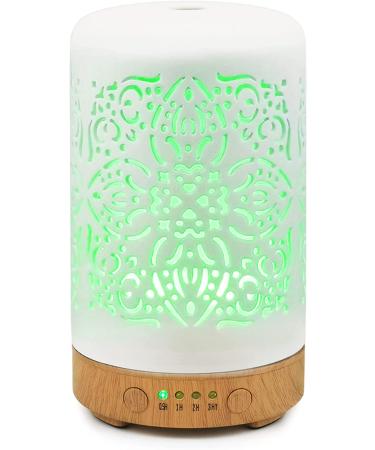 Earnest Living White Ceramic Essential Oil Diffuser - 100ml, Timers, Night Lights, Auto Off Function - Home & Office Aromatherapy Humidifier - Buy Online on GoSupps.com