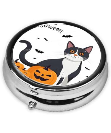 Happy Halloween Trick Or Treat Mini Round Pill Box | 3 Compartment Portable Pill Organizer for Travel Home & Office - Buy Online on GoSupps.com