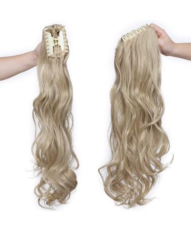 Voluminous Wavy Ash Blonde Ponytail Braid Hair Extension - 61cm 150g Human Hair Piece - Buy Online on GoSupps.com