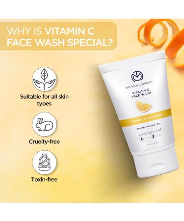 Buy The Man Company Skin Brightening Vitamin C Face Wash - Paraben & SLS Free - 100ml with Turmeric & Moringa | International Shipping Available - Buy Online on GoSupps.com