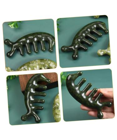 Frcolor Jade Gua Sha Massage Comb - Acupuncture Head Massage Tool for Scalp & Meridian | Wide Tooth Hairbrush - Buy Online on GoSupps.com