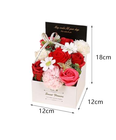 Flower Soap Gift Box - Perfect for Birthdays Valentine's Day & Special Occasions | Red 12cm x 12cm x 18cm - Buy Online on GoSupps.com