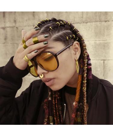 Gold African Deadlock Beads Jewelry Metal Loc Cuff Rings - Pack of 40 | Black Women's Cornrows Braid Hair Jewels - Buy Online on GoSupps.com