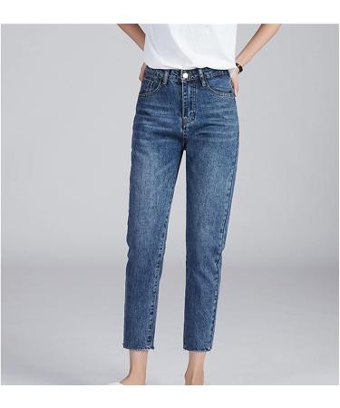 Soluo Womens High Waist Cropped Straight Jeans Relaxed Fit Wide Leg Crop Length Jean Distressed Washed Boyfriend Denim Pants Blue X-Large - Buy Online on GoSupps.com