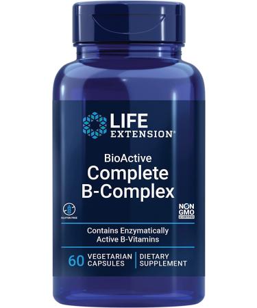Life Extension BioActive Complete B-Complex 60 Vegan Capsules Laboratory-Tested Vegetarian Gluten-Free SOYA-Free Non-GMO