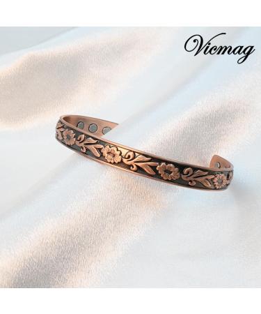 Vicmag Copper Magnetic Bracelet for Women | 99.99% Pure Copper | 6X Ultra Strength Magnets | Adjustable Size | Gift Box Included - Buy Online on GoSupps.com