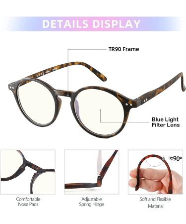 JOOX Blue Light Blocking Reading Glasses for Women - Round Anti Glare Readers 2.0x with Spring Hinge in Brown Tortoise - Buy Online on GoSupps.com