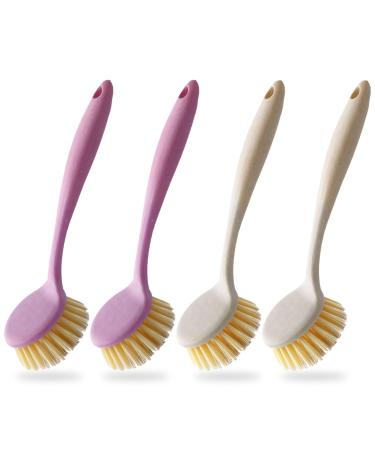 CZAYEFNH Dish Brush 4 PCS Kitchen Scrub Brush with Long Handle Deep Cleaning Handle Brush for Kitchen Cleaning Dish Pot Sink and Stove