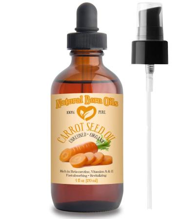 Natural Born Oils Carrot Seed Oil. 4oz. 100% Pure and Natural  Cold-pressed  Organic  Natural Moisturizer for Skin and Hair 4 Fl Oz (Pack of 1)
