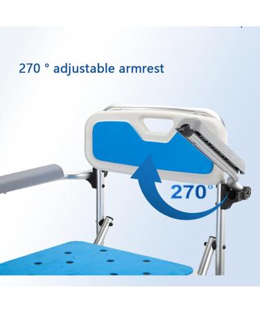 Folding Bathroom Chair Shower Chairs with Arms and Backrest Non-Slip Height Adjustable Shower Stool for Elderly Disabled Pregnant Women and Adults(B) - Buy Online on GoSupps.com