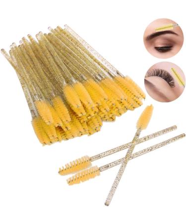 Disposable Eyelash Brushes 50 Pieces Nylon Make-up Brushes Mascara Sticks Eyelashes Eyebrows Disposable Portable Brush (Yellow) - Buy Online on GoSupps.com