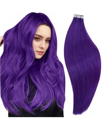 Runature tape in extensions real hair purple 55cm 10 piece tape extensions real hair purple invisible human hair extensions tape real hair colored hair extension 25g color #purple 55cm tp #purple - Buy Online on GoSupps.com