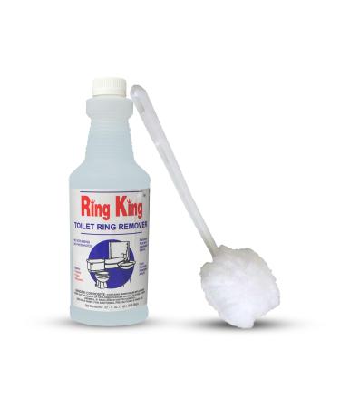 Amazon Brand 32oz Ring King Toilet Bowl Cleaner With 13 Long Toilet Bowl Mop Applicator | Heavy Duty Toilet Bowl Cleaner For Hard Water Stain On Toilet Tubs and Showers.