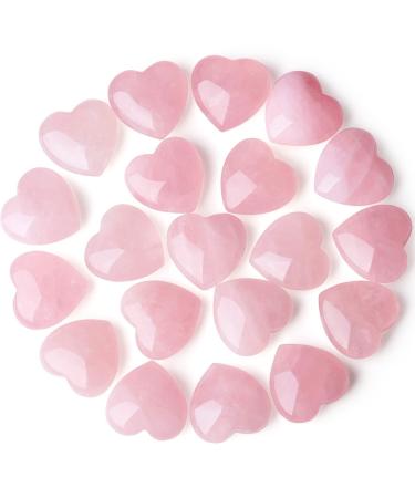 Xiannvxi 15pcs rose quartz crystals heart stones love palm bag bag stone natural gemstones Reiki crystal stones for healing meditation b-rose quartz