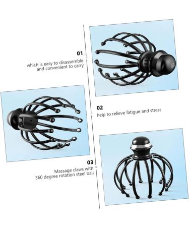 Coolhiya 1stk Head Massager & Manual Back Scratcher | Octopus Massage Tool for Relaxation & Scalp Care - 18x14.5cm Black - Buy Online on GoSupps.com