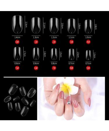 Sethexy Short Oval False Nails 500Pcs - Full Cover Acrylic Nail Tips for Art Design - Clear - Buy Online on GoSupps.com