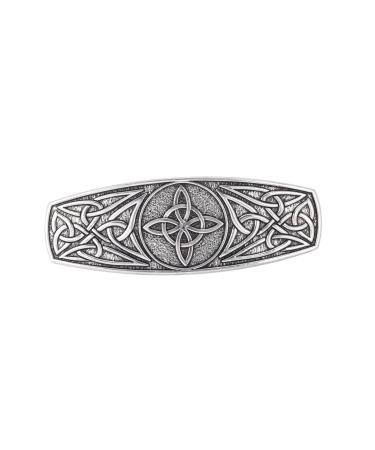 KKJOY Metal Celtic Knot Barrettes Vintage 4-Pointed Witches Knot Hair Clips Hand Crafted Spring Clip Hair Pin Headpieces Wedding Bridal Hair Accessories for Women Girls Witches Knot 2 - Silver