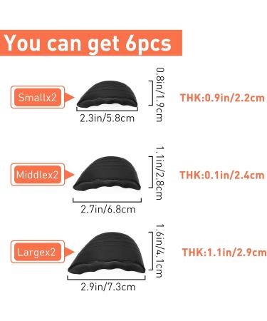 UamGlsob Shoe Filler Inserts - 3 Pairs Toe Cushion Insoles for Loose Shoes Half-Size Adjusters for Sneakers Heels Flats & Boots (Black) - Fit Any Shoe Perfectly - Buy Online on GoSupps.com