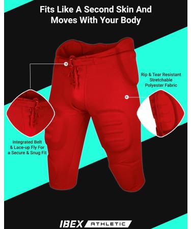 IBEX Athletic Integrated Football Pants for Youth - Red Training Pants with Integrated Padding XL (GetaWay Solids) - Buy Online on GoSupps.com