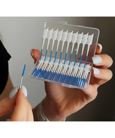 240 Pieces Interdental Brush Dental Floss Teeth Cleaning Tool Braces Implants Toothpick Teeth Cleaning Head Oral Dental Floss Soft Dental Sticks Refill Toothpick Cleaners (Blue)