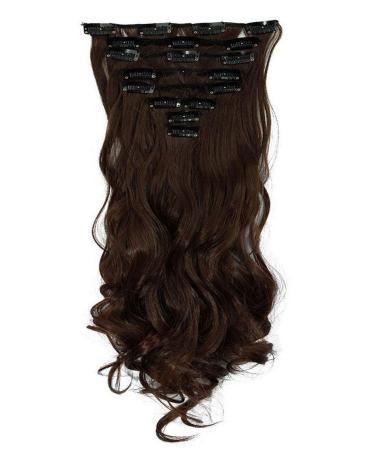 S-Noilite 17 "Full-head clip in the hair-sailing ombre lured attracted hair extensions dip dye 8pcs long hair medium brown 43 cm medium brown