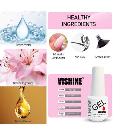 Vishine Gel Nail Polish Set 6 Red Pink Rose Claasic Colors Soak Off UV LED Gel Nail Art Gel Polish Kit 8ml - Buy Online on GoSupps.com