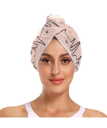 Heart Rate Pink Hair Towel 2 Pack Super Absorbent Hair Drying Towel Quick Dry Hair Turbans Head Towel with Button Twisty Wrap for Women Girls