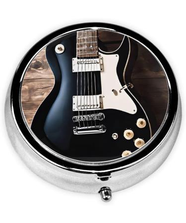 Musical Guitar Mini Round Pill Box | 3 Compartment Travel Pill Organizer | Portable Medicine Case for Home & Office - Buy Online on GoSupps.com