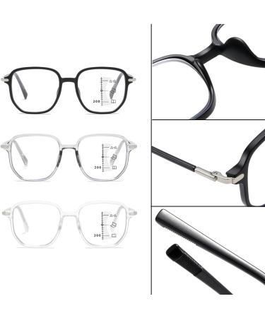 Fashion Multifocus Large Square Frame Reading Glasses Blue Light Blocking Readers Anti Glare Glasses for Unisex(Couleur:Gray Grandeur:1.5x) - Buy Online on GoSupps.com