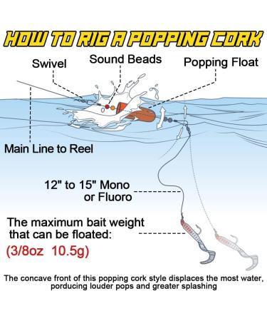 Fishing Popping Corks for Saltwater - Red Fish Popper for Carolina Rig - Large Floats - Yellow (2 Pack) - Buy Online on GoSupps.com