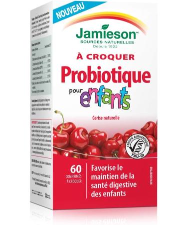 Jamieson Chewable Probiotic for Kids 5 Billion Active Cells - Natural Cherry Flavour & Vitamin D3 for Kids 400 IU - Strawberry Flavour Chewable Tablets + Vitamin D3 - Buy Online on GoSupps.com