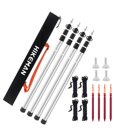 Hikeman Tarp Poles Adjustable Aluminum Telescoping Tarp Poles Lightweight Canopy Poles Portable Tent Poles for Outdoor Camping Backpacking Awning Silver 4poles