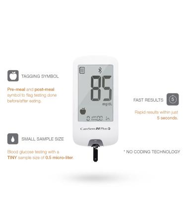 CareSens N Plus Bluetooth Blood Glucose Monitor Kit with 100 Test Strips, Lancets, Meter, Lancing Device, Travel Case - for Diabetes Testing (Auto-Coding, Bluetooth Enabled) - Buy Online on GoSupps.com