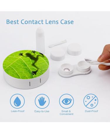 Frog Shadow On Leaf Round Case For Contact Lens Kit Storage Box with Mirror Printed - Buy Online on GoSupps.com
