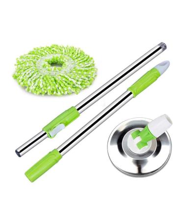 Mop Rotating Stainless Steel Rotating Handle 360 Rotating Micro Fiber Fabric Efficient Floor Cleaning to Pursue Happiness Wisdom Vert