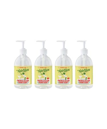 Rebel Green Liquid Hand Soap - Natural Hand Soap Pump Bottles - Bathroom & Kitchen Hand Soap - Hand Wash with Fresh Peppermint & Lemon Scent - (16.9 oz Bottles 4 Pack) Peppermint & Lemon 16.9 Fl Oz (Pack of 4)