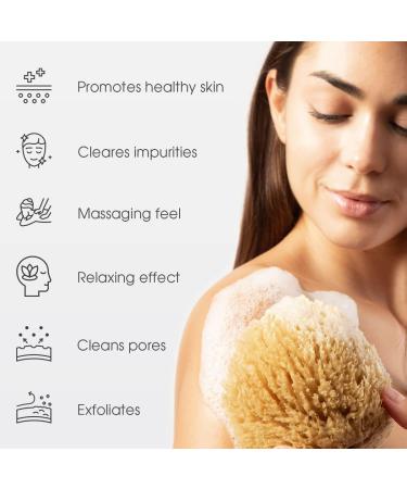Naroa Unbleached Grass Sea Sponge Natural Exfoliating Body Pouf - Mediterranean Scrub for Adults Shower and Bath (Medium) - Buy Online on GoSupps.com