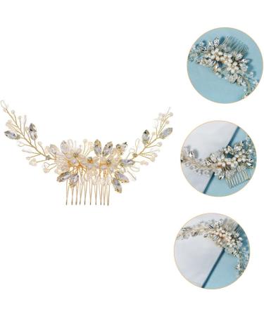 Didiseaon 1pc Pearl Comb Pearl Wedding Comb Gold Hair Ties Bride Hair Comb Bridal Headpiece Crystal Hair Clips Sparking Handmade Comb Barrette Gold Tiara Women's Manual Accessories - Buy Online on GoSupps.com