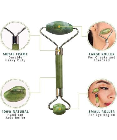 Buy Facial Massager Jade Roller & Gua Sha Tool - Natural Himalayan Stone for Skin Healing Wrinkles & Serum Application - Buy Online on GoSupps.com