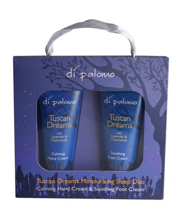 Di Palomo Vegan Tuscan Dreams Moisturising Sleep Duo. Calming Hand Cream & Soothing Foot Cream for Women. Moisturising Skin Care. Lavender & Chamomile for Anxiety Relief & Sleep Aid. Vegan Gift Set.
