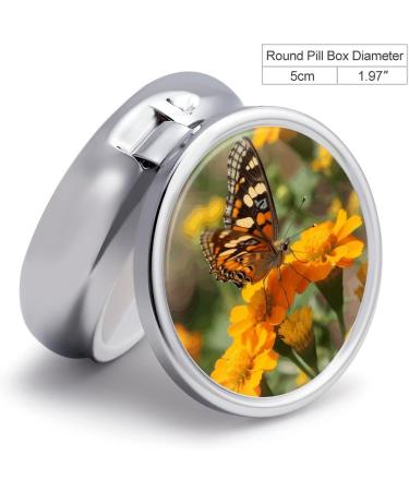 Portable 3 Compartment Pill Box with Wildflower Butterfly Print - Travel Pill Organizer for Handbag & Pocket - Buy Online on GoSupps.com