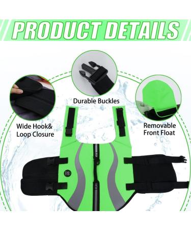 Emust Adjustable Dog Swimming Vest - Improved Buoyancy Life Jacket for Small Dogs | Durable Rescue Handle | XS Green - Buy Online on GoSupps.com