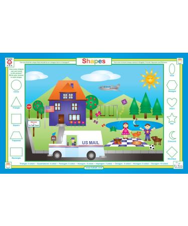 Tot Talk Learn Shapes and Draw Educational Placemat for Kids  Washable and Long-Lasting