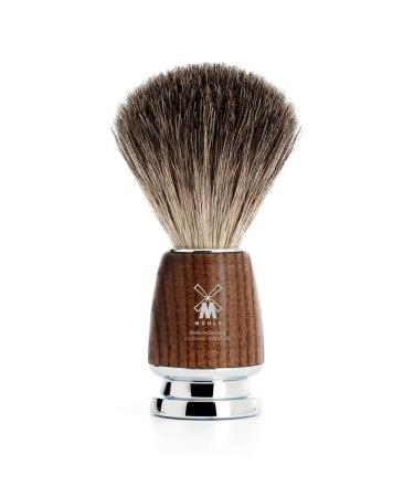 MHLE RYTMO Pure Badger Shaving Brush | High-Grade Steamed Resin Handle with Chrome Accents | Luxury Shave Accessory for Men Steamed Ash 1 Count (Pack of 1)