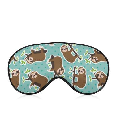 Sloth and Polka Dots Pattern Sleep Mask Eye Cover for Sleeping Blindfold with Adjustable Strap Blocks Light Night Travel Nap for Men Women