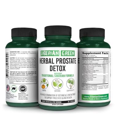 Siberian Green Herbal Prostate Detox 60 Capsules Saw Palmetto Burdock Pumpkin Traditional Siberian Formula