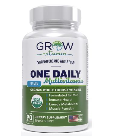 One Daily Multivitamin for Men - with Vitamins & Minerals + Organic Whole Foods Supplement to Boost Energy General Health - Non-GMO - 90 Capsules | 3 Month Supply