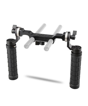 CAMVATE 15mm Rod & Soft Rubber Grip Shoulder Mount Rig with Rosette Standard Accessory for DSLR(Black,M6 Thread,31.8 mm) - 1548