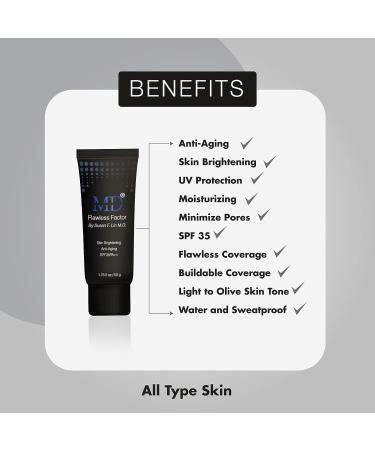 MD Flawless Factor BB Cream SPF 35 | Skin Brightening & Anti-Aging Tinted Moisturizer | 1.76 Fl Oz - Buy Online on GoSupps.com
